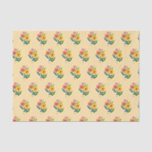 Artistic Zinnia Wildflower Flower Tissue Paper