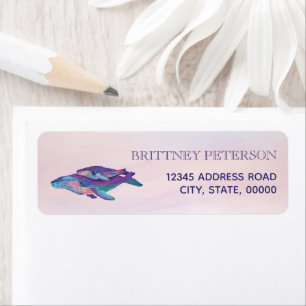 Artistically Painted Whale Calf Baby Shower Return Address Label
