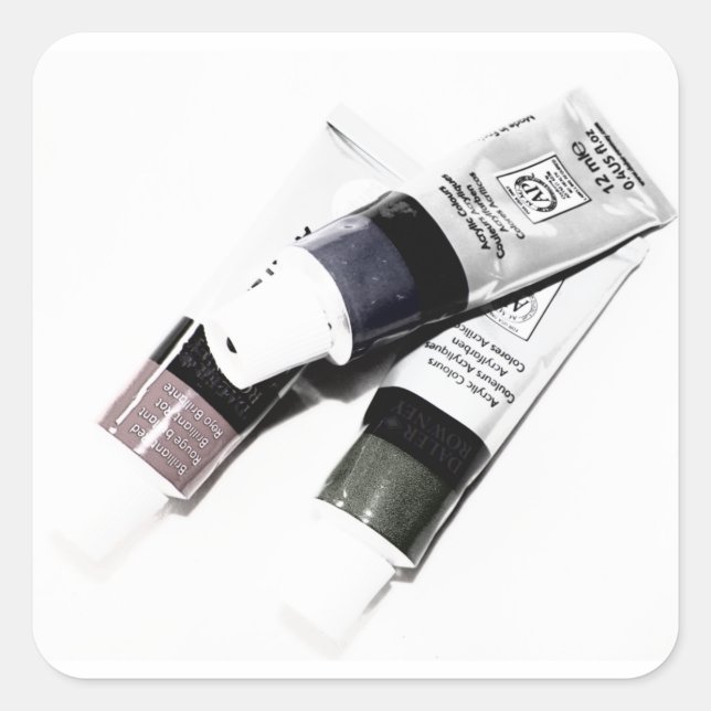Artist's Acrylic Paint Tubes Picture Square Sticker (Front)