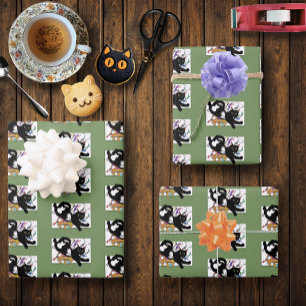 Artist's Black Cat Wrapping Paper Sheet