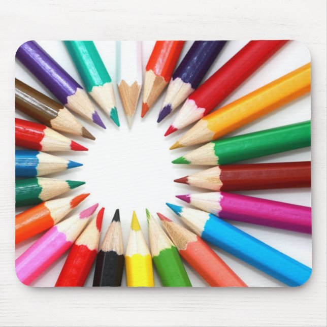 Artist's coloured pencils rainbow graphic photo mouse pad (Front)