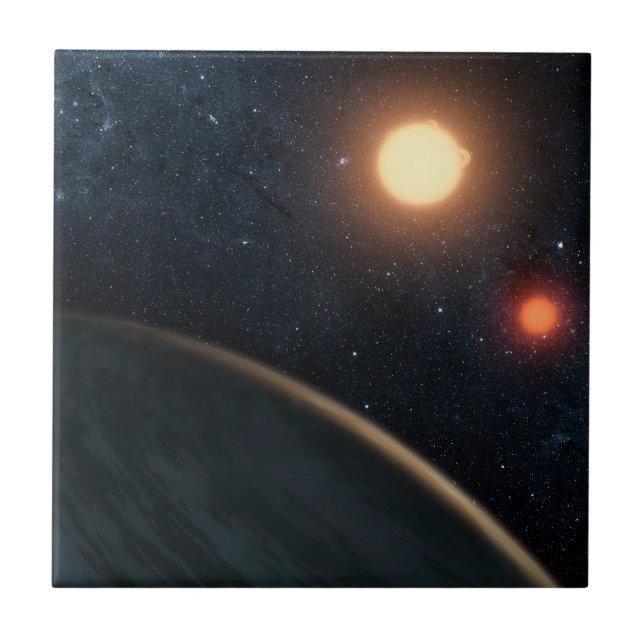 Artist's Concept Illustrating Kepler-16b. Ceramic Tile (Front)