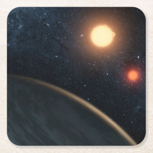Artist's Concept Illustrating Kepler-16b. Square Paper Coaster