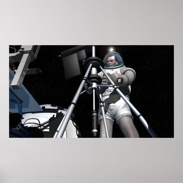 Artist's concept of future space exploration poster (Front)