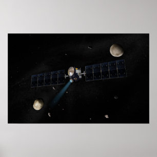 Artist's concept of the Dawn spacecraft in orbi Poster