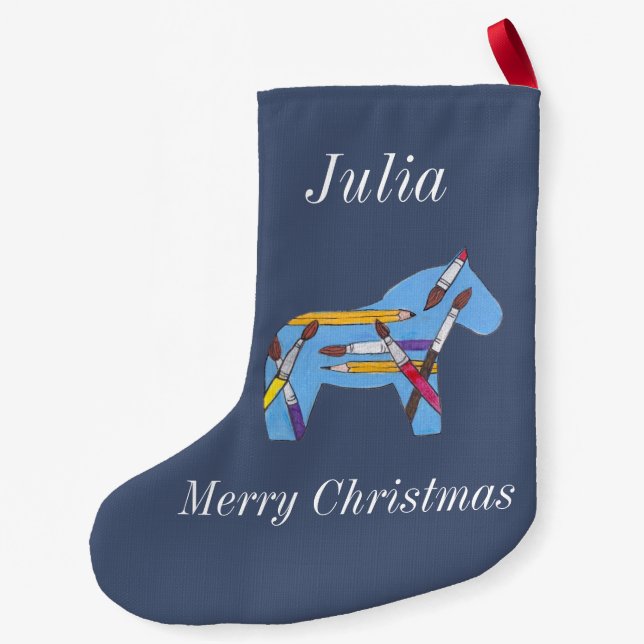 Artist's Dala Horse Small Christmas Stocking (Back)