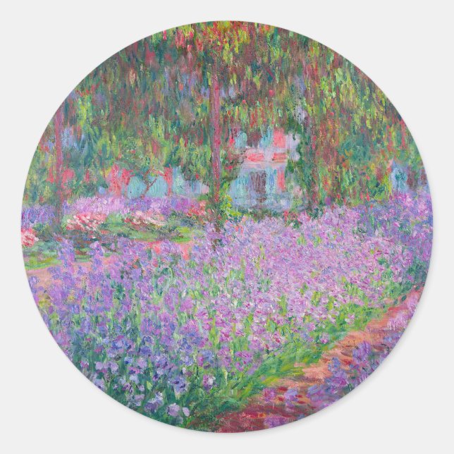 Artist's Garden at Giverny by Claude Monet Classic Round Sticker (Front)