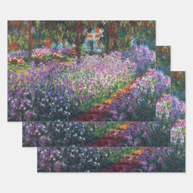 Artist's Garden at Giverny by Claude Monet Wrapping Paper Sheet (Set)