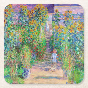Artist's Garden, Monet Square Paper Coaster