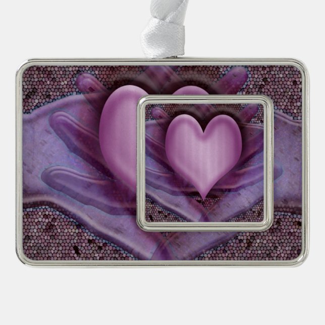 Artists Heart Unveiled Silver Plated Framed Ornament (Front)