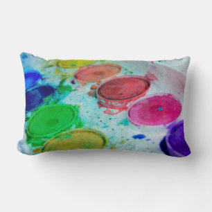 Artists Multicolored Watercolor Paint Palette Lumbar Cushion