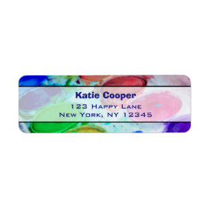 Artists Multicolored Watercolor Paint Palette Return Address Label