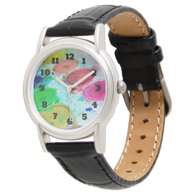 Artists Multicolored Watercolor Paint Palette Watch (Angled)