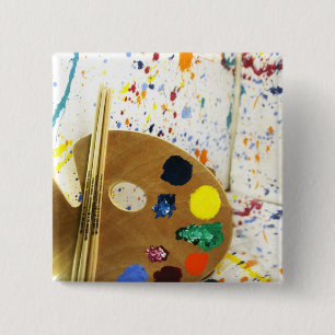 Artists Paint Splatter And Palette of Paint 15 Cm Square Badge