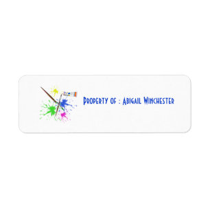 Artist's paints and brushes/Property belongs to Return Address Label