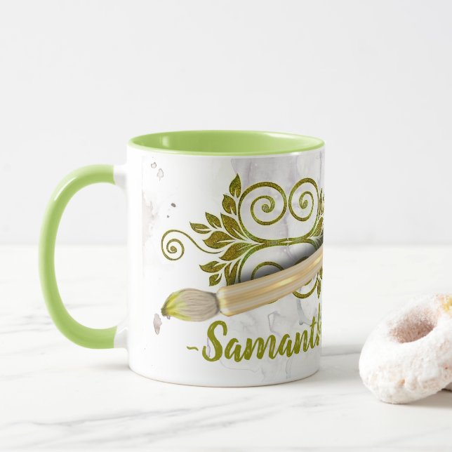Artists Palette And Paintbrush Painting Mug (With Donut)