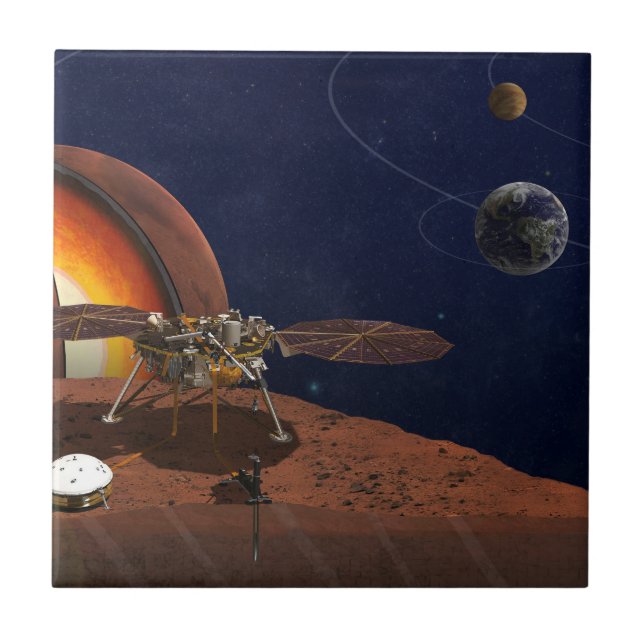 Artist's Rendition Of The Insight Lander. Ceramic Tile (Front)