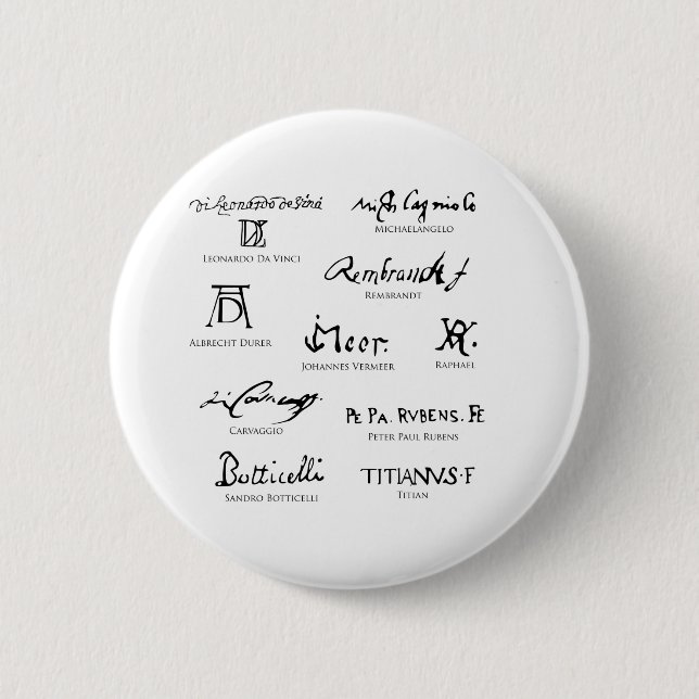 artists-signatures-No5-classical-artists 6 Cm Round Badge (Front)