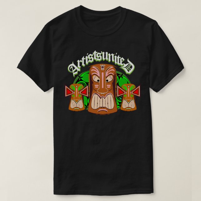 Artists United Triple Tiki Masks T-Shirt (Design Front)