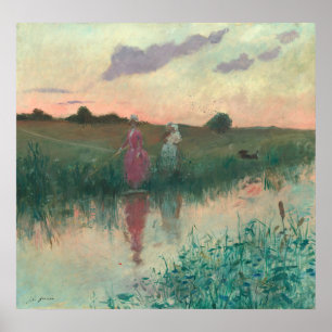 Artist's Wife Fishing - Jean-Louis Forain Fine Art Poster