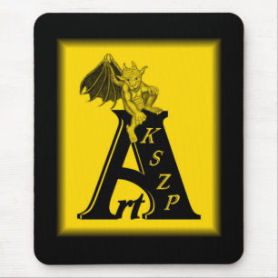 ArtKSZP Logo mit kleinem Golem schwarz gelb design Mouse Pad