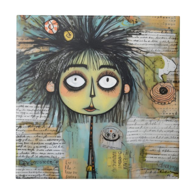 ArtLady 18 Charming and distressed Ceramic Tile (Front)
