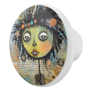 ArtLady 7 Charming and distressed Ceramic Knob