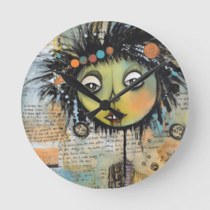 ArtLady 7 Charming and distressed Round Clock