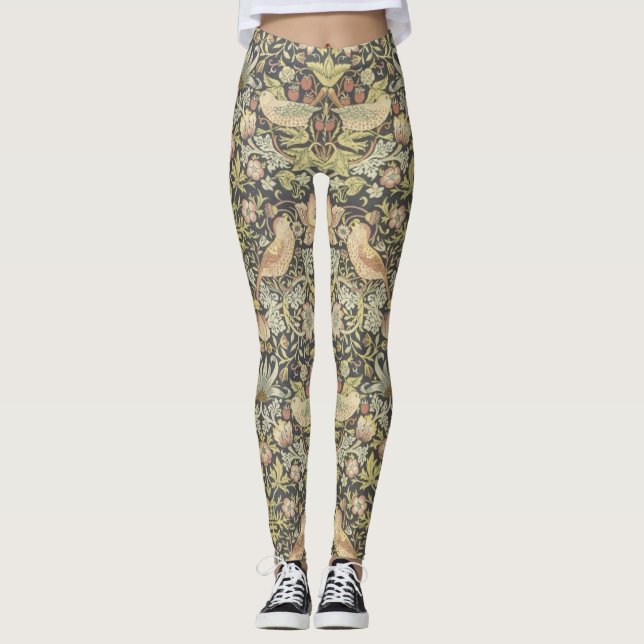 Arts and Craft Floral pattern with Birds Leggings (Front)