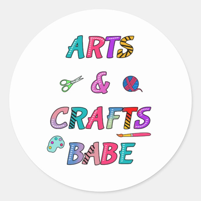 Arts and Crafts Babe Classic Round Sticker (Front)