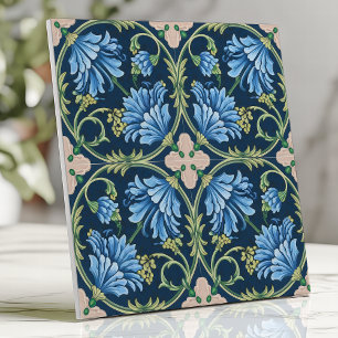 Arts and Crafts Blue Chrysanthemum Ceramic Tile