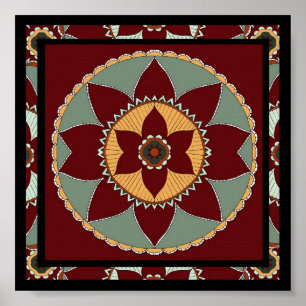 Arts and Crafts Flower Mandala-print Poster