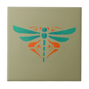 Arts And Crafts or Craftsman 1907 Dragonfly Design Ceramic Tile