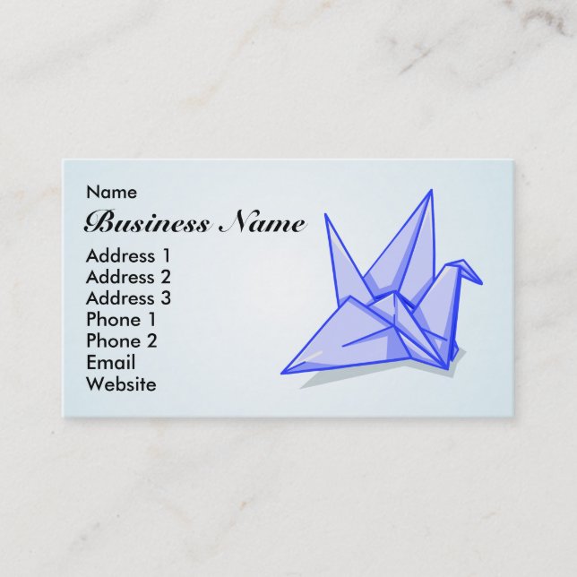 Arts and Crafts Paper Crane Business Card (Front)
