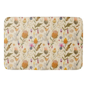 Arts and crafts Scottish thistle and wildflowers Bath Mat