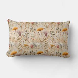 Arts and crafts Scottish thistle and wildflowers Lumbar Cushion