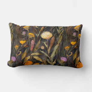 Arts and crafts Scottish thistle and wildflowers Lumbar Cushion