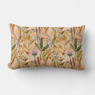 Arts and crafts Scottish thistle and wildflowers  Lumbar Cushion