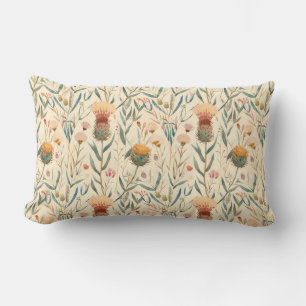 Arts and crafts Scottish thistle and wildflowers Lumbar Cushion