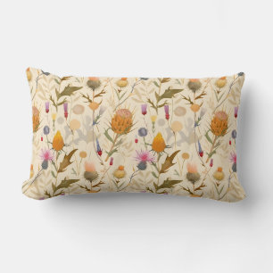 Arts and crafts Scottish thistle and wildflowers  Lumbar Cushion