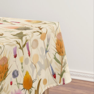 Arts and crafts Scottish thistle and wildflowers  Tablecloth