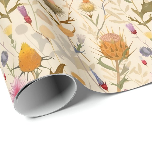 Arts and crafts Scottish thistle and wildflowers  Wrapping Paper (Roll Corner)