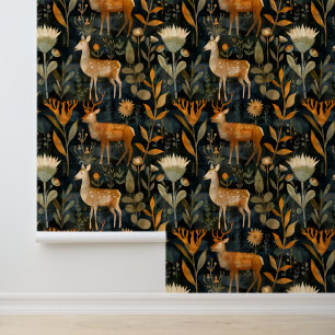 Arts and crafts Scottish thistles and stags Wallpaper