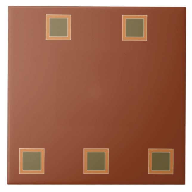 Arts and Crafts Squares - Clay Olive and Sand Hues Tile (Front)