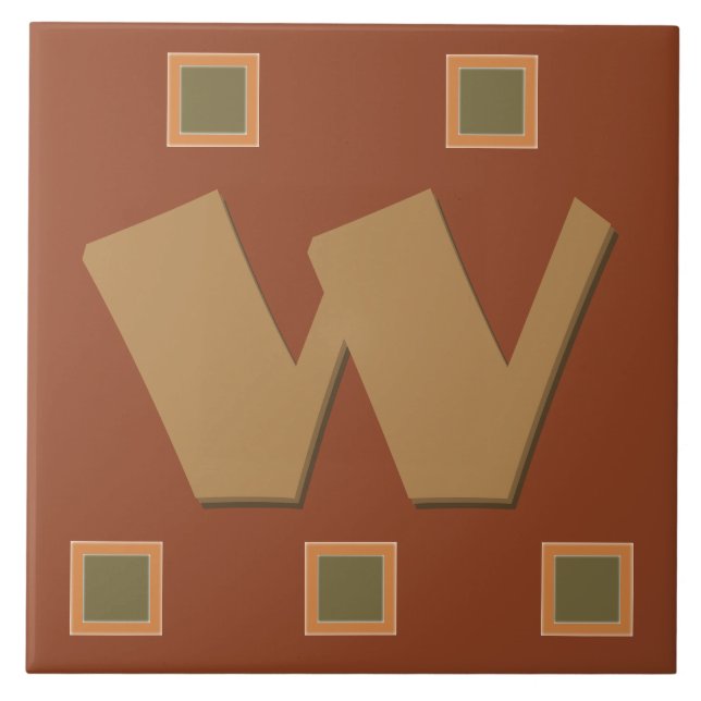 Arts and Crafts-Squares-Earthtone_Monogrammed Ceramic Tile (Front)