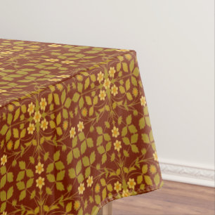 Arts And Crafts Style Strawberry Blossoms Pattern Tablecloth