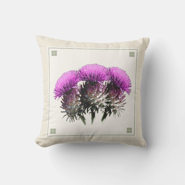 Arts and Crafts Three Thistles Cushion (Front)
