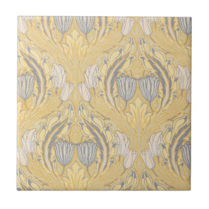 Arts and Crafts Walter Crane Blue White Tulips Ceramic Tile