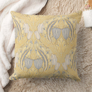 Arts and Crafts Walter Crane Blue White Tulips Cushion