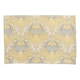 Arts and Crafts Walter Crane Blue White Tulips Pillowcase